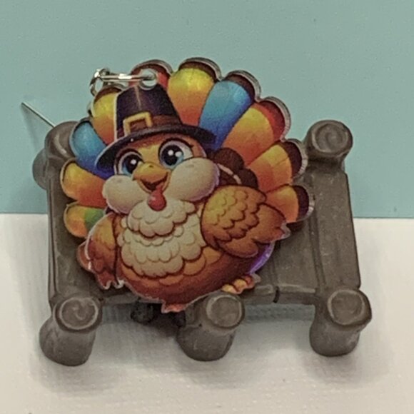 Turkey Earring, Thanksgiving Earring, Fall Earring, Gift Idea, Pilgrim Earring - Picture 3 of 4